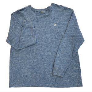Polo Ralph Lauren Men’s Blue Heather Cotton Crewneck T-Shirt Long Sleeve